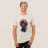 侍の武士昇る太陽の日本墨スタイル トライブレンドTシャツ (正面全面)