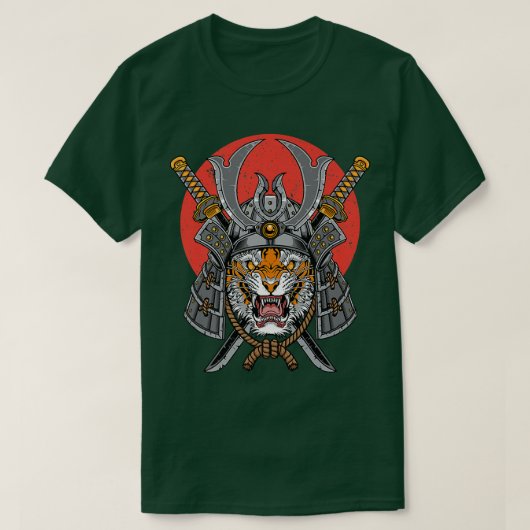 侍の武士道虎カタナ鬼日本の Tシャツ (デザイン正面)