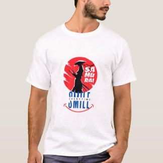 侍の笑顔 ユニークな武士デザイン Tシャツ