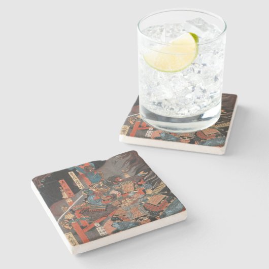 侍の英雄、源頼光 ストーンコースター (横)