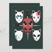 侍カタナの侍マスク 招待状 (正面/裏面)