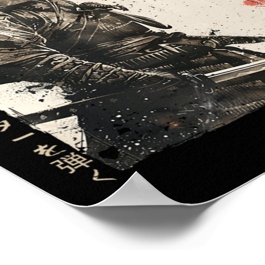 侍キャットウォリアー浮世絵画猫サムライ ポスター (角)