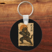 侍キャット日本のウォリアー浮世絵の猫S キーホルダー (正面)