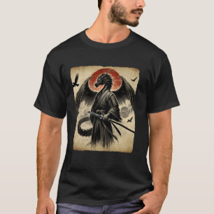 侍ドラゴン日本美術武士浮世絵グラフィック Tシャツ