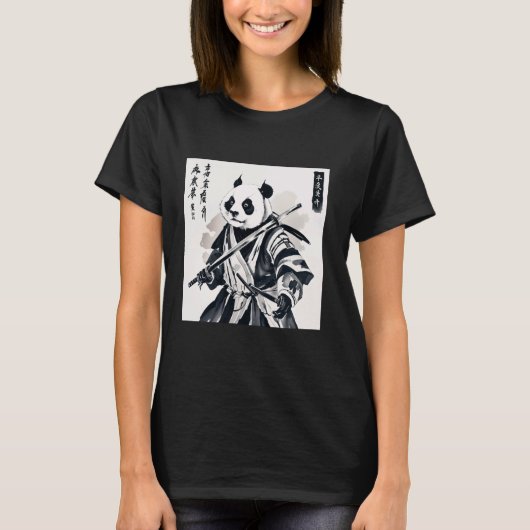 侍パンダのグラフィックウォリアー日本のトtee ani tシャツ (正面)