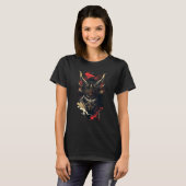 侍マスク 伝統的な日本の武士 剣 Tシャツ (正面フル)