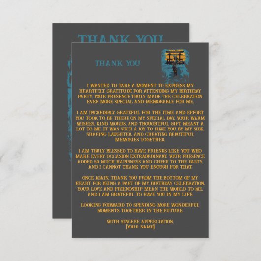 侍戦士の誕生日パーティーオーダーメイド サンキューカード (正面/裏面)