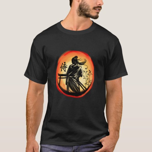 侍日本の士単独武士道戦士 Tシャツ (正面)