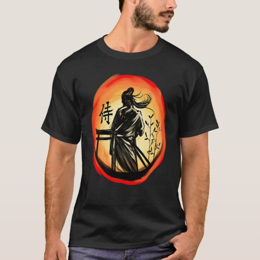 侍日本の士単独武士道戦士 Tシャツ (正面)