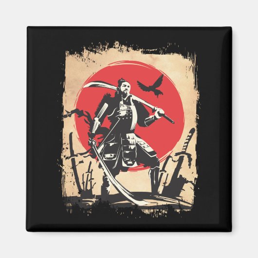 侍日本の士日本の剣士英雄 マグネット (正面)