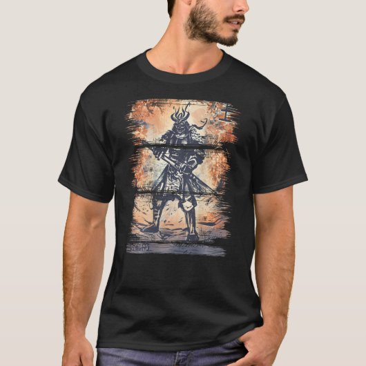侍日本の士武士道刀バック Tシャツ (正面)