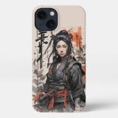 侍日本の女中国の戦士 iPhoneケース (裏面)