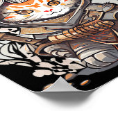 侍日本の戦士かわいい猫アニメ愛好家 ポスター (角)