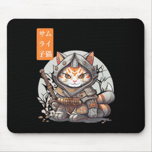 侍日本の戦士かわいい猫アニメ愛好家 マウスパッド