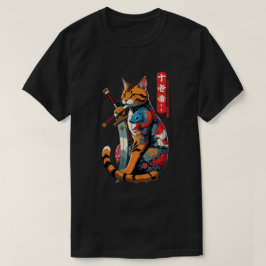 侍猫戦士 - 傑作日本刺青スタイル Tシャツ