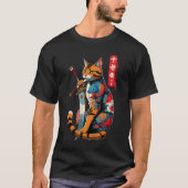 侍猫戦士 - 傑作日本刺青スタイル Tシャツ (正面)