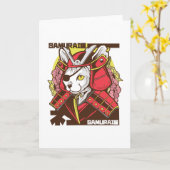 侍猫日本の カード (黄色い花)