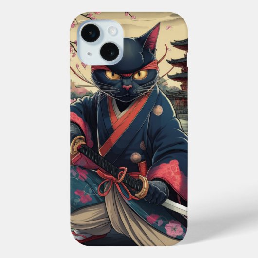 侍猫着物katanacat日本刀 Case-Mate iPhoneケース (裏面)