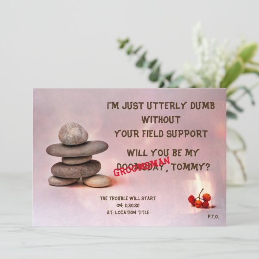 侍禅石 groom customizable 招待状 (スタンド正面)