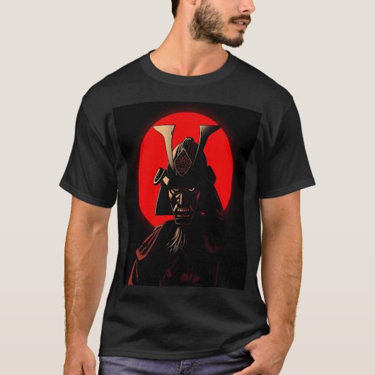 侍鬼面 - 大胆な日本赤月戦士 Tシャツ (正面)