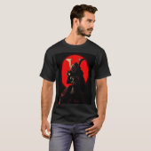 侍鬼面 - 大胆な日本赤月戦士 Tシャツ (正面フル)