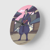 侍 ラウンド壁時計 (傾斜)