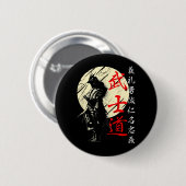 侍 日本 武士 漢字 武士道 コード 缶バッジ (正面&裏面)