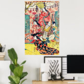 侍・秀吉と妻1805ティール（緑がかった色） ポスター (ホームオフィス)