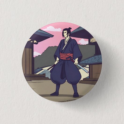 侍 缶バッジ (正面)