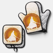 侍 鍋つかみ&鍋敷きセット (正面/裏面)