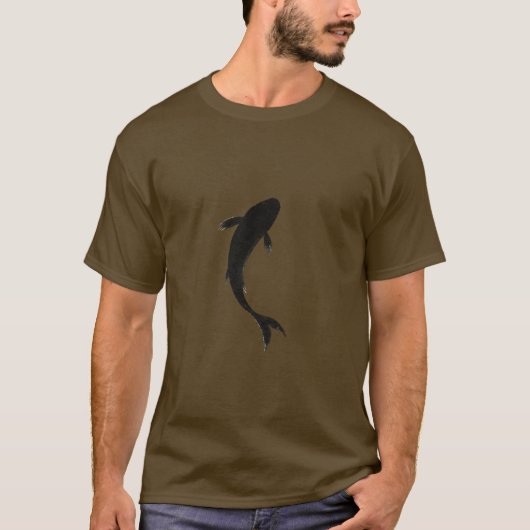 侘び寂びの墨鯉のシルエット Tシャツ (正面)