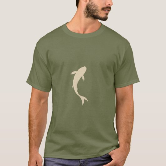 侘び寂びクリーム色の鯉のシルエット Tシャツ (正面)