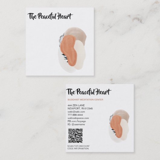 *~*侘び寂び抽象芸術インミニマルクAR27 QR スクエア名刺 (正面/裏面)