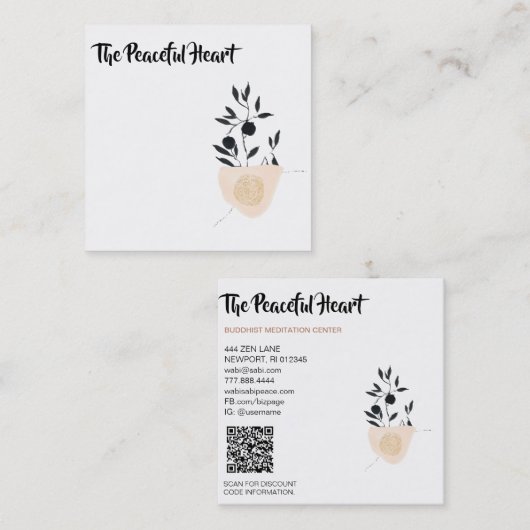 *~*侘び寂び抽象芸術インミニマルクQR AR27 スクエア名刺 (正面/裏面)