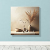 侘び寂び日本いけばな陶器入り キャンバスプリント (インサイチュ (ウッドフロア))