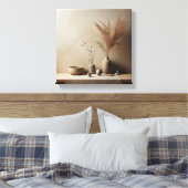 侘び寂び日本いけばな陶器入り キャンバスプリント (インサイチュ (寝室))