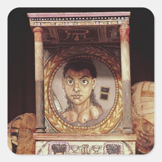 供物を持つ少女のポートレート スクエアシール (正面)