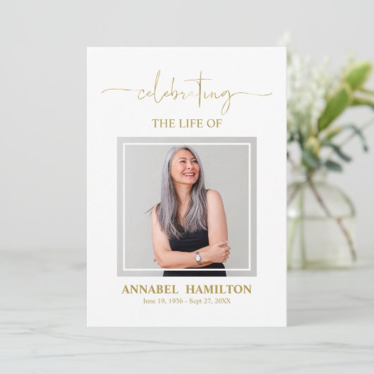 供用エレガント記念葬儀用写真カード 招待状 (スタンド正面)