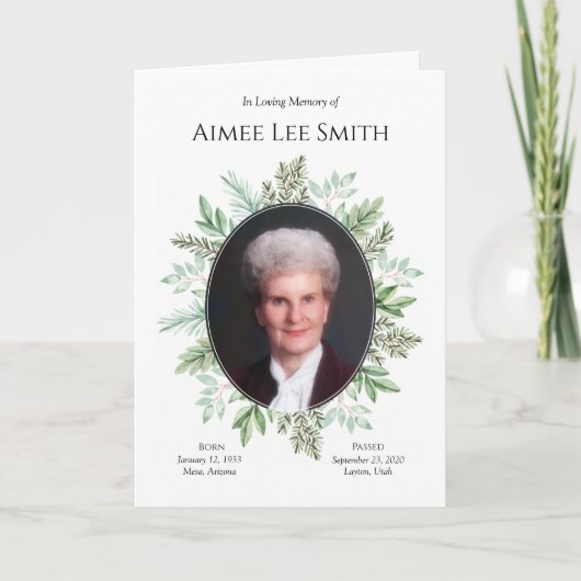 供用順序|緑の葬儀プログラム カード (正面)