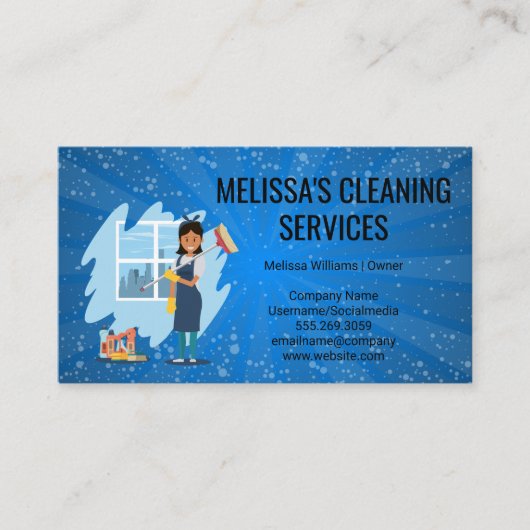 供給およびツールのクリーニング | バブル青のメイド 名刺 (正面)