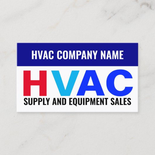 供給および機器の販売 – HVAC 名刺 (正面)