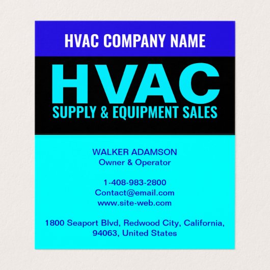 供給および機器の販売 – HVAC 名刺 (内部フラット)