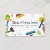 供給のクリーニング |タイルの床の背景 名刺 (正面)