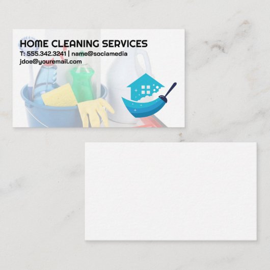 供給のクリーニング |ハウスクリーナーロゴ 名刺 (正面/裏面)