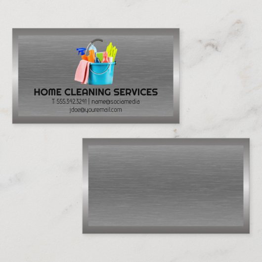 供給のクリーニング |金属ブラシ付き背景 名刺 (正面/裏面)