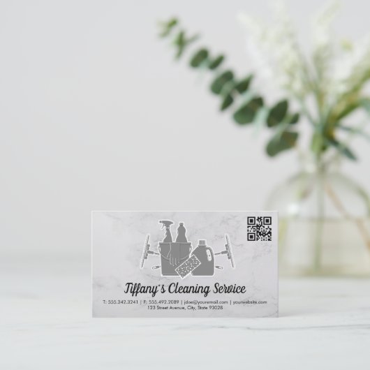 供給のクリーニング | qrコード名刺 名刺 (スタンド正面)