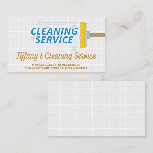 供給アイコンのクリーニング |バスタイルの背景 名刺 (正面/裏面)