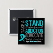 依存症の回復は依存症に対する抵抗を取る 缶バッジ (正面&裏面)