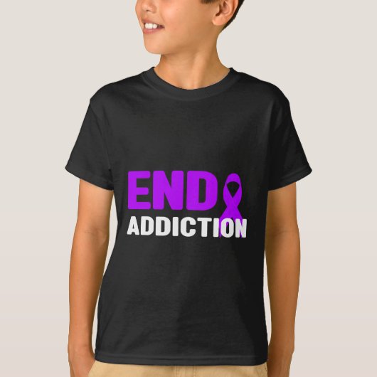 依存症の終了 – 依存症認識度 Tシャツ (正面)