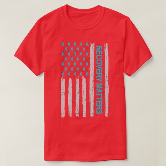 依存症克服戦士 アメリカ国旗 Tシャツ (デザイン正面)